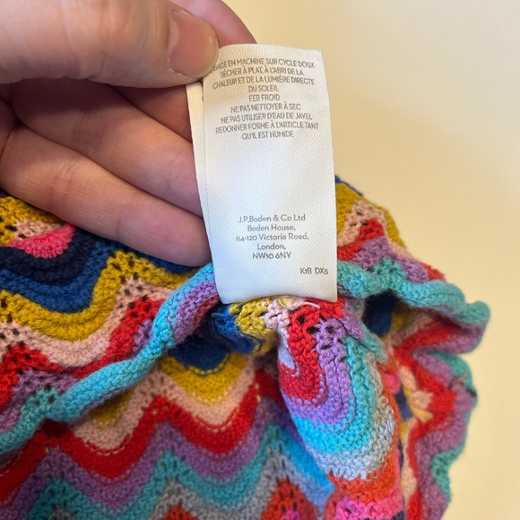 Mini Boden girls 7-8 dress crocheted rainbow navy blue long sleeve - Picture 5 of 8